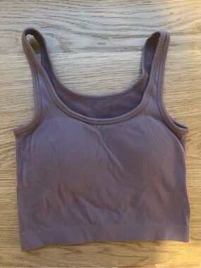 Ribbed Cropped Tank Top in Dusty Lavender